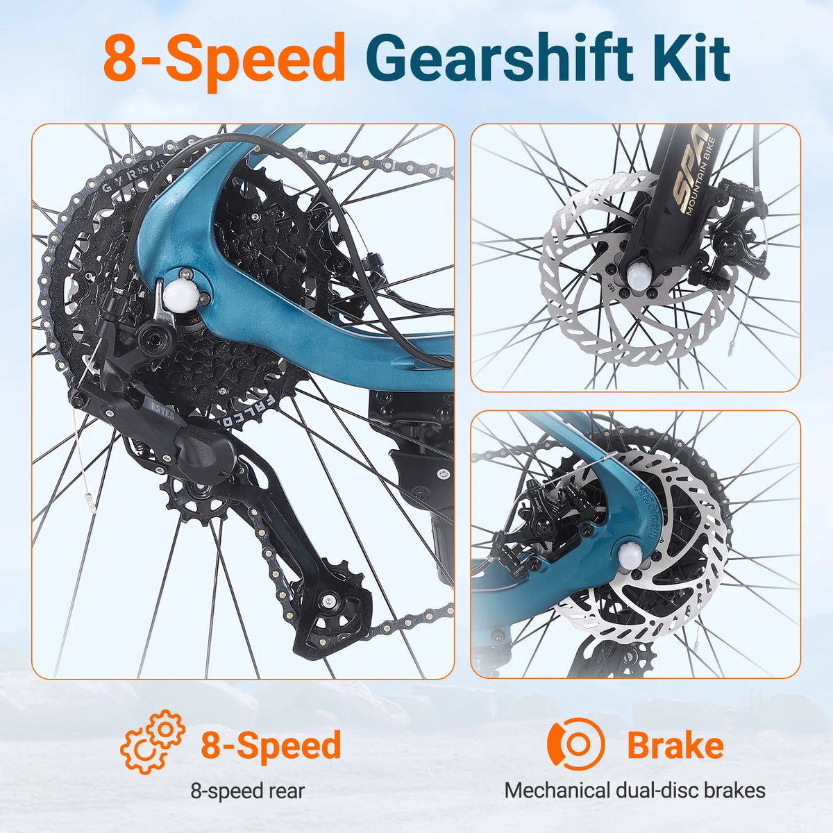 SPATIAL 24/26/27.5/29 in Mountain Bike, 8/21 Speed Lightweight Aluminum Magensium Frame Mountain Bicycle, Fits Men Women Teenagers Adult Disc Brake MTB Bicycle