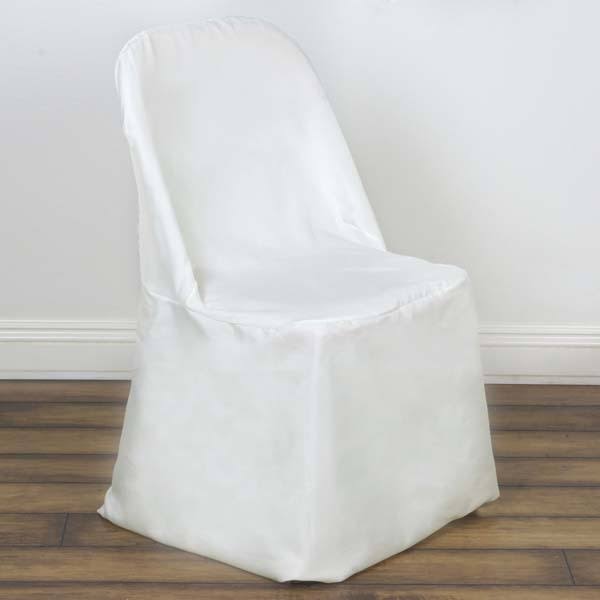 Linen Polyester Folding Wedding Banquet Chair Cover, Ivory