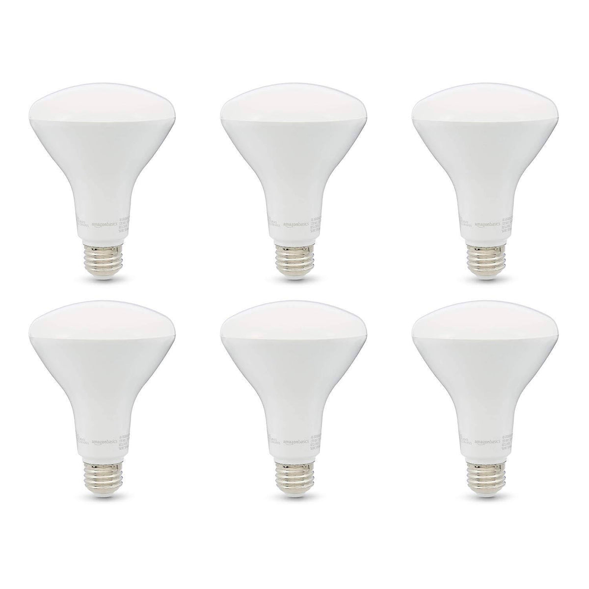 Amazon Basics 65W Equivalent, Soft White, Dimmable, 10,000 Hour Lifetime, BR30 LED Light Bulb , 6-Pack