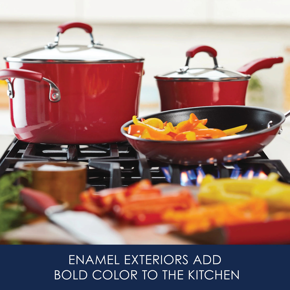 Rachael Ray 15 - Piece Nonstick Pots and Pans Set/Cookware Set, Marine Blue