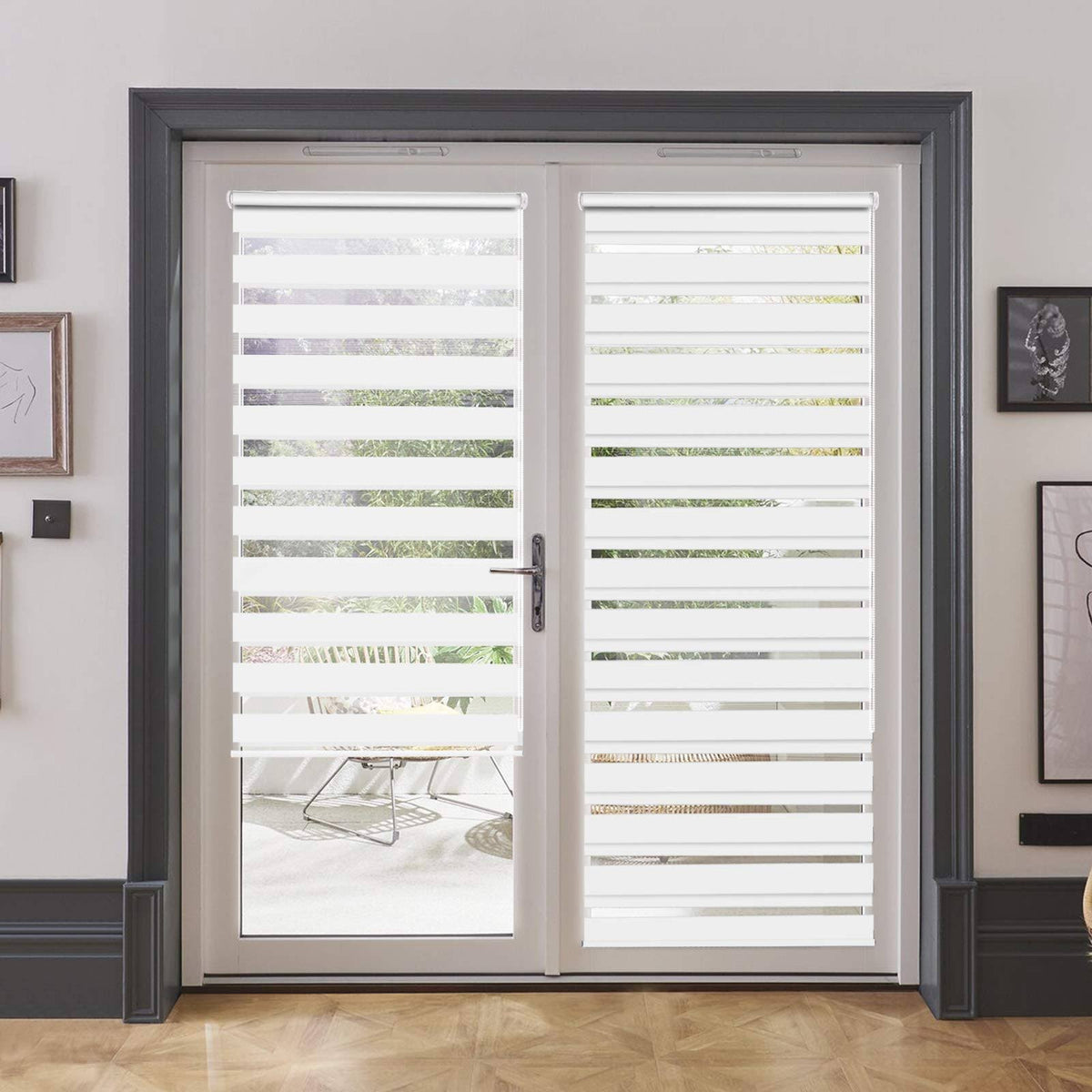 Luckup Corded Light Filtering Horizontal Window Shade Zebra Blinds 35.4 inch x 90 inch, Size: 35.4 x 90, White