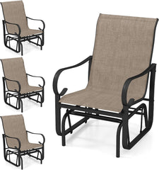Tangkula Outdoor Glider Chairs Set of 2/4 with High Backrest Breathable Mesh Fabric and Metal Frame