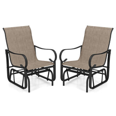 Tangkula Outdoor Glider Chairs Set of 2/4 with High Backrest Breathable Mesh Fabric and Metal Frame