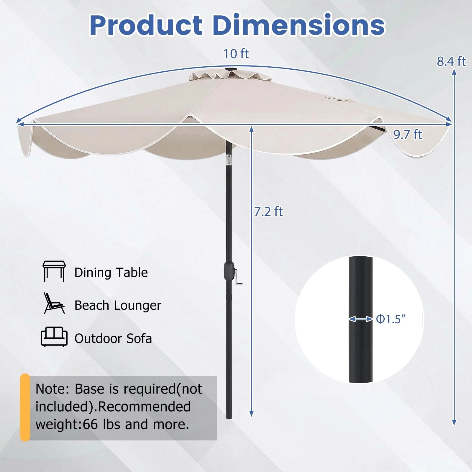 Tangkula 10 FT Solar Patio Umbrella with Base Included
