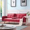 Aukfa 75" Square Arm Futon Convertible Sofa Bed for Home Office, 2 Cup Holders, Linen, Dark Gray