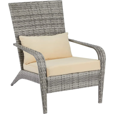 AECOJOY Patio Adirondack Wicker Chair, Outdoor Coconino Chair with Cushion and Pillow