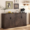 71" Tall Farmhouse Kitchen Pantry Cabinet, 5 Layers Storage Cabinet with Adjustable Shelves, Farmhouse Pantry Cabinet with 4 Barn Doors