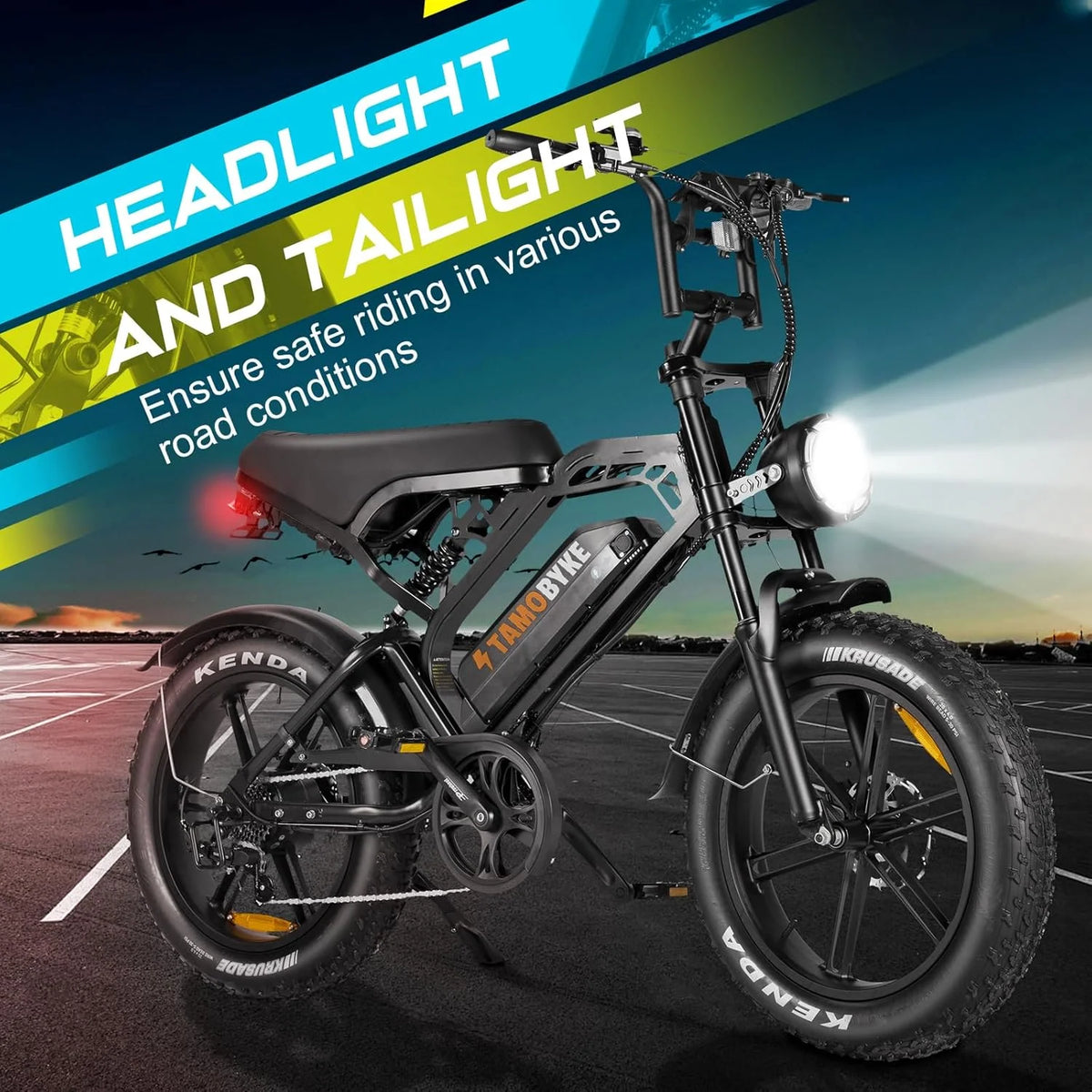 Tamobyke Electric Bike for Adults, Peak 1500W 28mph Mountain Ebike, 48V 15.6AH 20" Fat Tire Electric Bicycle Full Suspension UL2849
