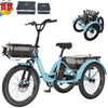 ABORON 3.0 Fat Tire Electric Trike for Senior Foldable E - Bike, 500W Motorized Tricycle Adult 20" Folding 3 Wheel Electric Commute Bike Trike W/48V