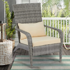 AECOJOY Patio Adirondack Wicker Chair, Outdoor Coconino Chair with Cushion and Pillow