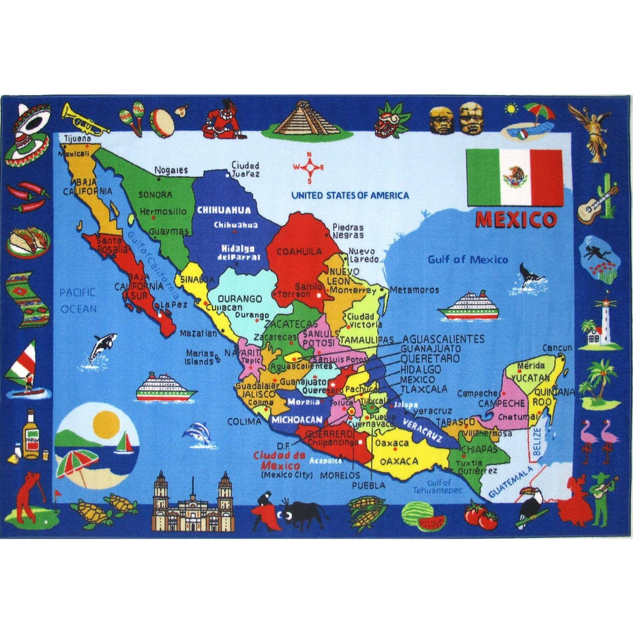 Fun Rugs Map of Mexico 5'3"x7'6" Area Rug