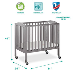 Dream on Me 3 - in - 1 Portable Crib Gray