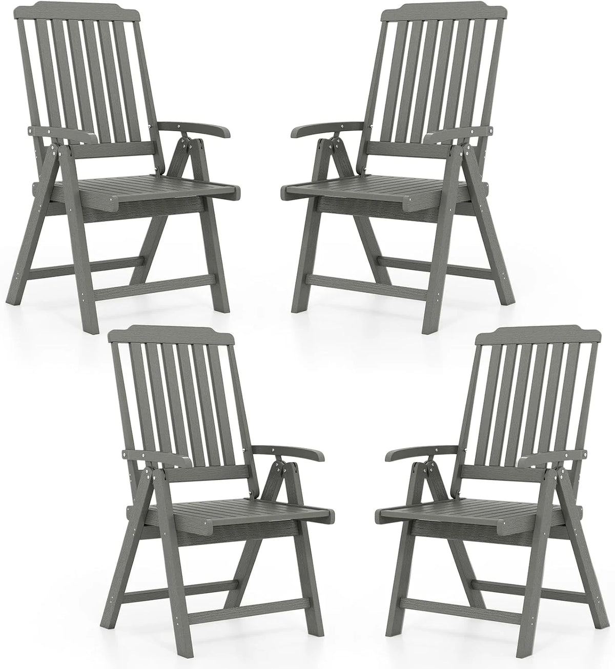 Tangkula Foldable Patio Chair All-Weather HDPE Outdoor Dining Chair with Armrest