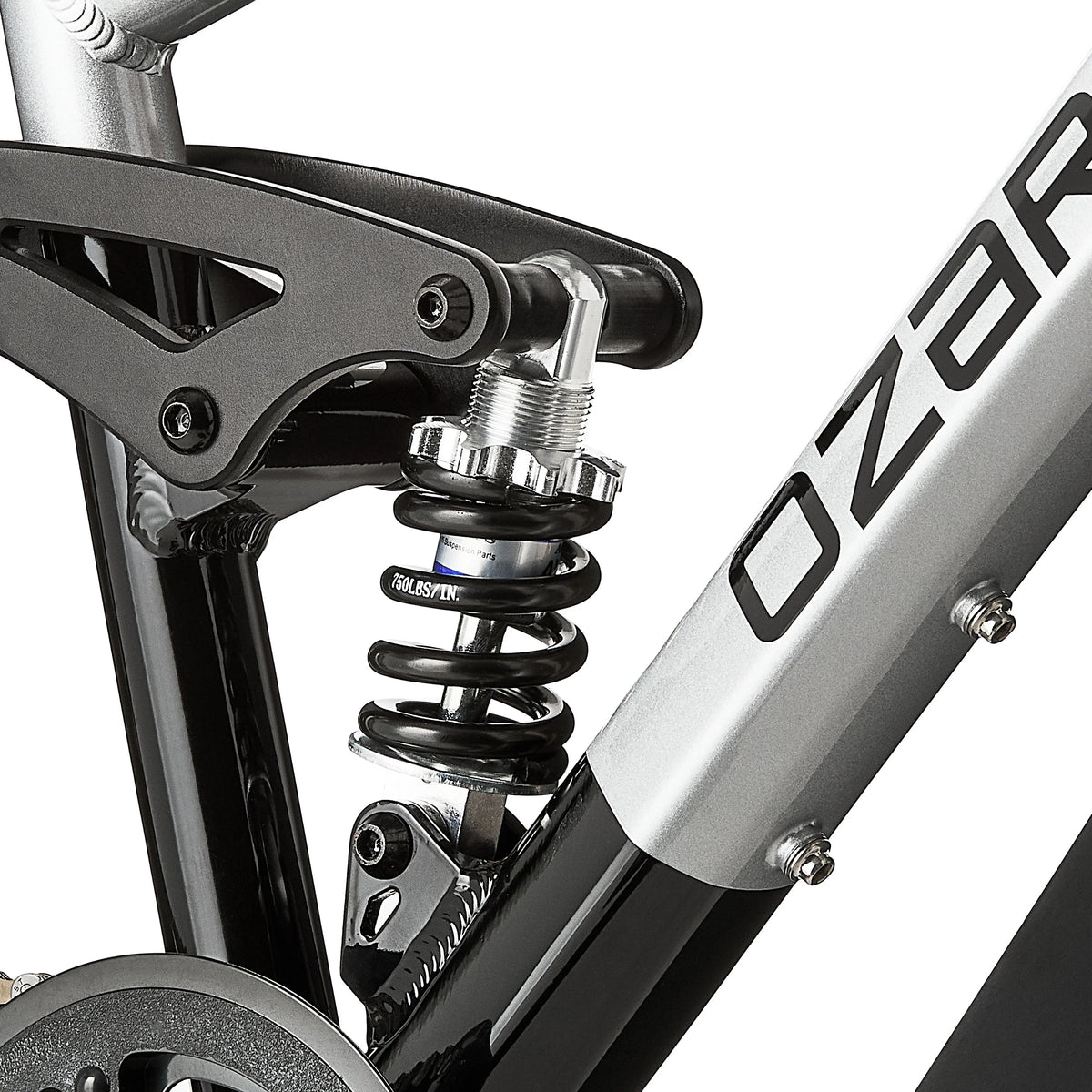 24" Ozark Trail FS.1 Epictrail Full Suspension Mountain Bike, for Teens and Adults, Heights Between 4'6" - 5'6", Silver