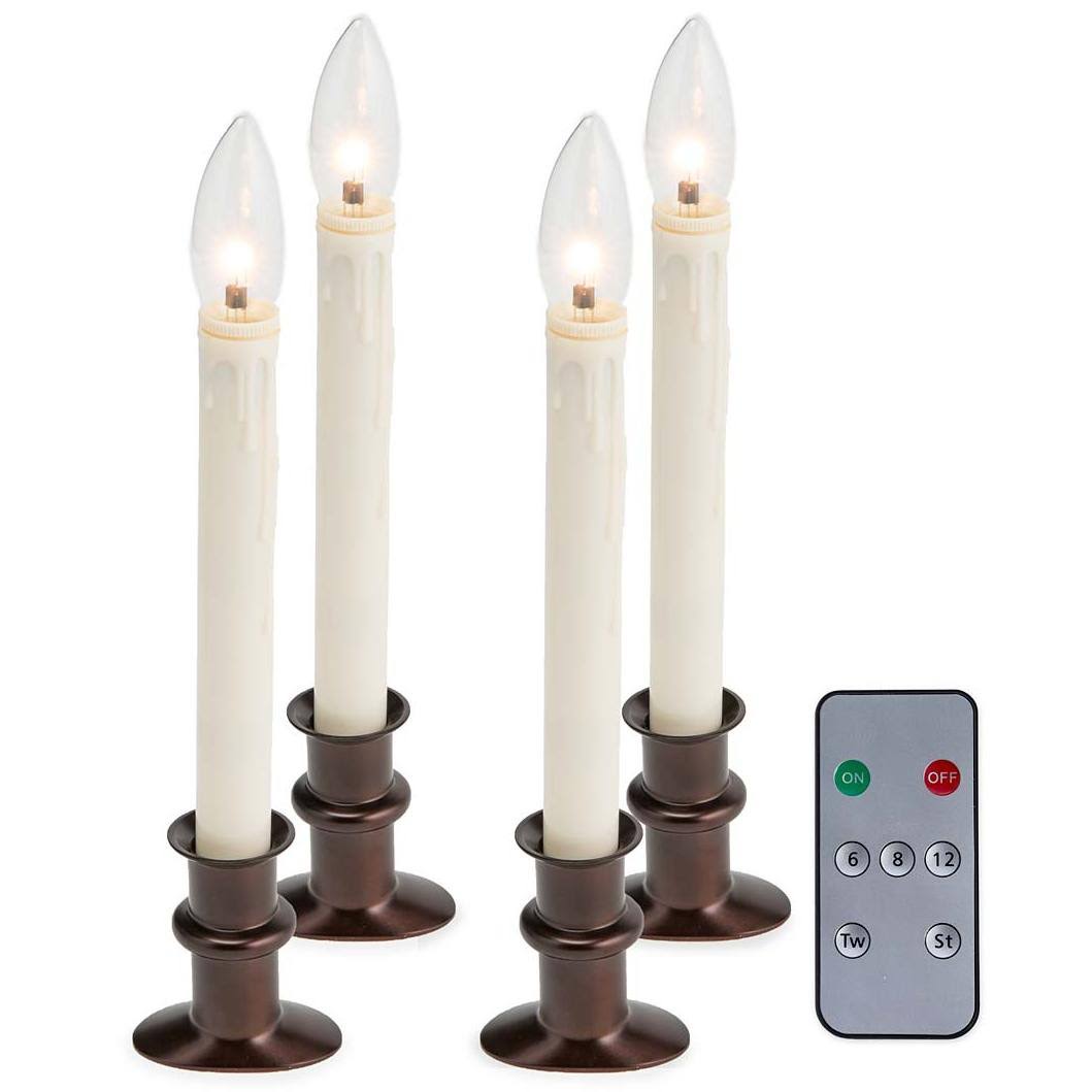 Plow & Hearth Adjustable Window Hugger Candles, Set of 4 with Remote