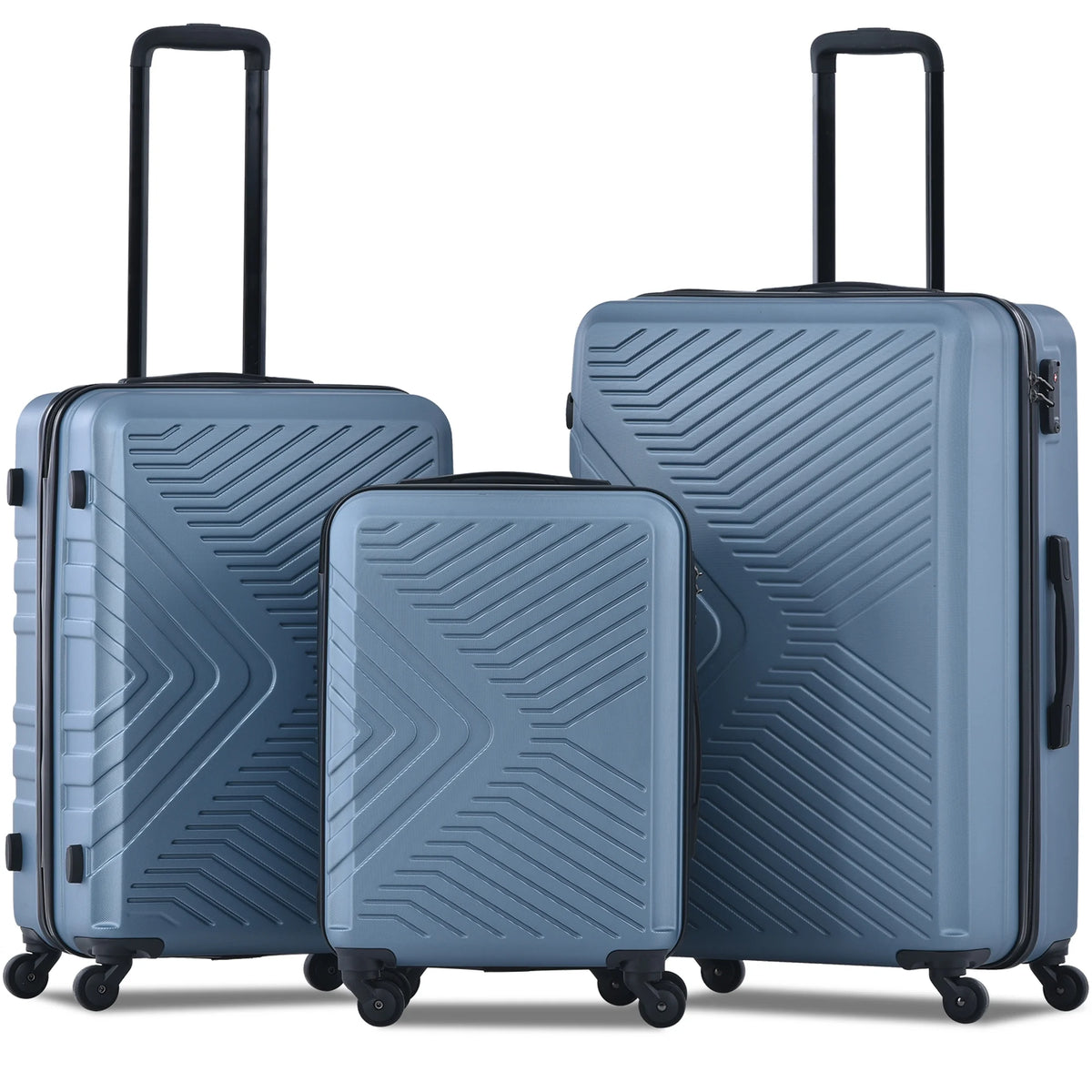 3 Piece Blue Luggage Travel Set, 20" 24" 28" Carry on Luggage with Spinner Wheels, Lightweight Hard Case Luggage Travel Suitcase Christmas Gifts for Business Trip Holiday Travel Cruise