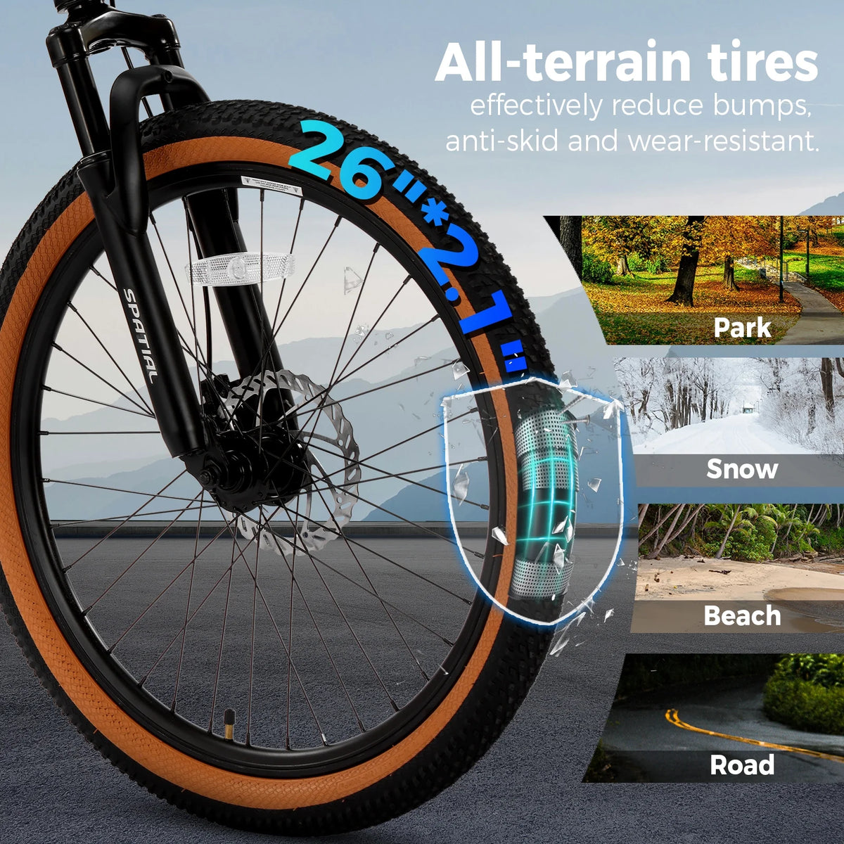 SPATIAL 24/26/27.5/29 in Mountain Bike, 8/21 Speed Lightweight Aluminum Magensium Frame Mountain Bicycle, Fits Men Women Teenagers Adult Disc Brake MTB Bicycle