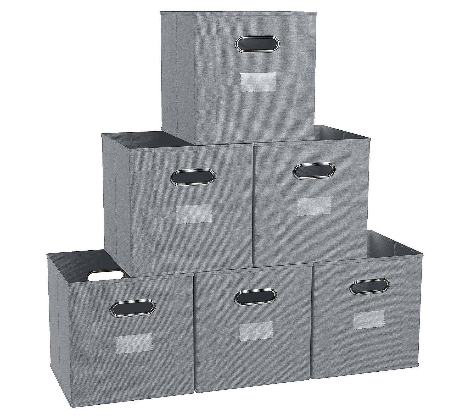 Ornavo Home Foldable Storage Bins Basket Cube Organizer with Dual Handles and Window Pocket - 6 Pack - Gray