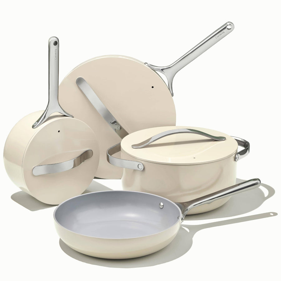 Caraway Home Non - Stick Ceramic Cookware Set, 7-Piece Cream