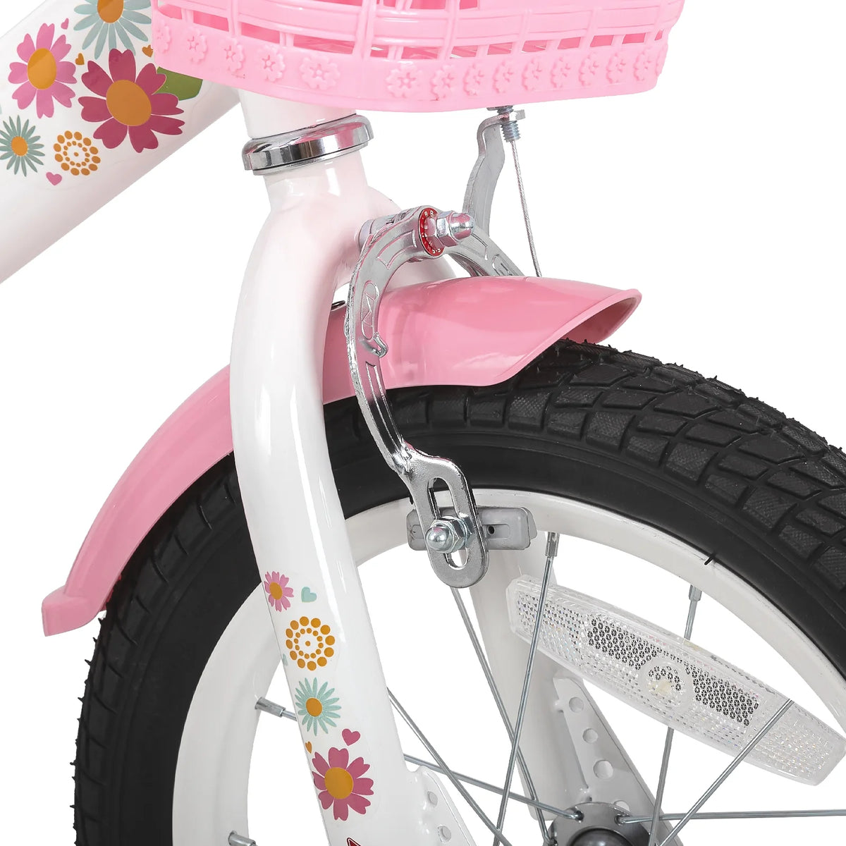 JOYSTAR Little Daisy 14 in Kids Bike for 3 4 5 Years Girls with Handbrake Children Princess Bicycle with Training Wheels Basket Streamer Toddler Cycle Bikes Blue